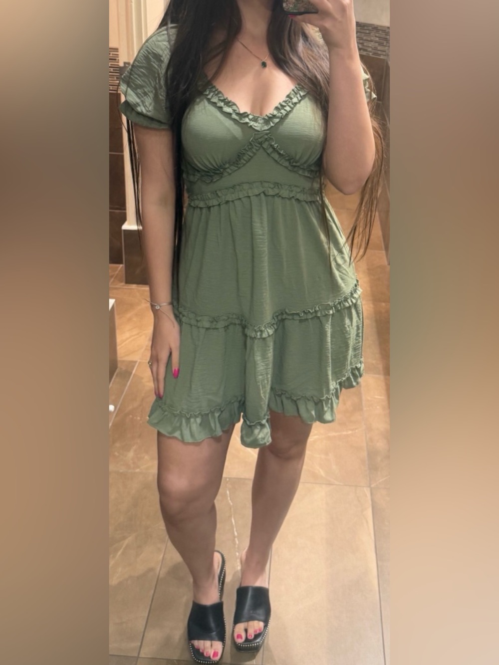 💚Inspired Hearts Green Babydoll Dress -Size Large 💚